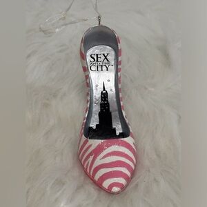 (181)Sex and The City Pink & White Striped Women's Decorative Shoe Ornament